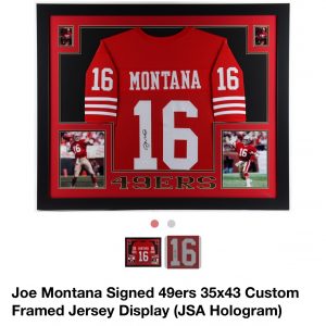 RAFFLE: Joe Montana - Autographed Framed Football Jersey with COA